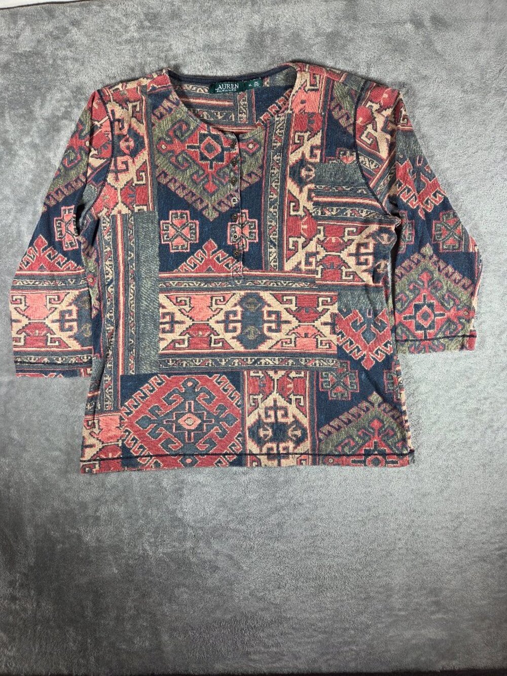 Lauren Ralph Lauren Southwestern Aztec Print Cotton Top XL
